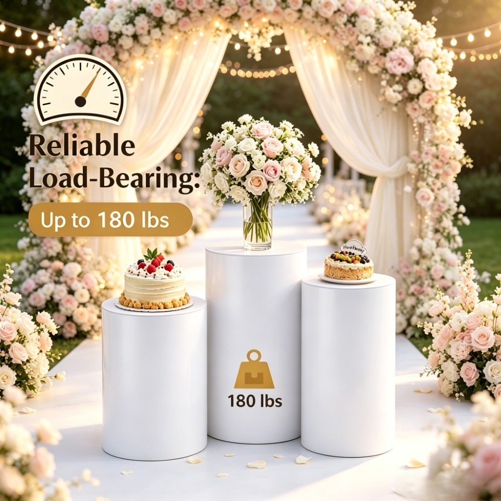 Wedding Cake Supply - Набор из 3/5 белых цилиндрических подставок-пьедесталов,